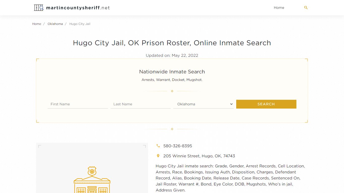 Hugo City Jail, OK Prison Roster, Online Inmate Search ...